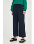 Marc O'Polo pantaloni de bumbac culoarea albastru marin drept high waist - Pled.ro