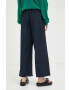 Marc O'Polo pantaloni de bumbac culoarea albastru marin drept high waist - Pled.ro