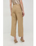 Marella pantaloni femei culoarea bej drept high waist - Pled.ro