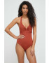 Max Mara Beachwear costum de baie dintr-o bucată culoarea maro cupa moale - Pled.ro