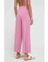 Max Mara Beachwear pantaloni de plaja femei culoarea roz - Pled.ro