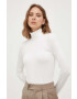 Max Mara Leisure longsleeve femei culoarea bej cu guler - Pled.ro