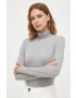 Max Mara Leisure longsleeve femei culoarea gri cu guler - Pled.ro