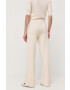 Max Mara Leisure pantaloni femei culoarea bej drept high waist - Pled.ro