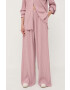 Max Mara Leisure pantaloni femei culoarea roz lat high waist - Pled.ro