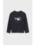 Mayoral longsleeve din bumbac pentru copii culoarea gri cu imprimeu - Pled.ro