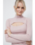 Medicine pulover femei culoarea roz light cu turtleneck - Pled.ro