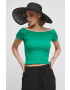 Medicine tricou femei culoarea verde cold shoulder - Pled.ro