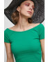 Medicine tricou femei culoarea verde cold shoulder - Pled.ro