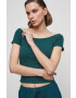 Medicine tricou femei culoarea verde cold shoulder - Pled.ro