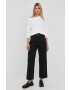 MICHAEL Michael Kors pantaloni femei culoarea albastru marin lat high waist - Pled.ro