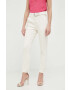 Morgan pantaloni femei culoarea bej drept high waist - Pled.ro