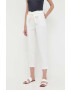 Morgan pantaloni femei culoarea alb fason chinos high waist - Pled.ro