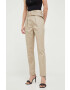 Morgan pantaloni de bumbac culoarea bej drept high waist - Pled.ro