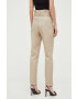 Morgan pantaloni de bumbac culoarea bej drept high waist - Pled.ro