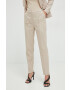 Morgan pantaloni din amestec de in femei culoarea bej drept high waist - Pled.ro