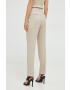 Morgan pantaloni din amestec de in femei culoarea bej drept high waist - Pled.ro