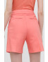 Morgan pantaloni scurti femei culoarea portocaliu neted high waist - Pled.ro