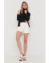 Morgan pantaloni scurti din bumbac femei culoarea bej neted high waist - Pled.ro