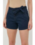 Morgan pantaloni scurti jeans femei culoarea albastru marin neted high waist - Pled.ro