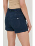 Morgan pantaloni scurti jeans femei culoarea albastru marin neted high waist - Pled.ro