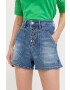 Morgan pantaloni scurti jeans femei neted high waist - Pled.ro