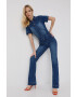 Morgan salopeta jeans culoarea alb cu guler - Pled.ro