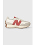 New Balance sneakers din piele intoarsă U327LV culoarea alb - Pled.ro