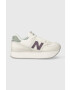 New Balance sneakers din piele WL574ZFG culoarea alb - Pled.ro