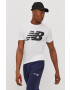 New Balance Tricou MT03919WT bărbați culoarea alb cu imprimeu - Pled.ro