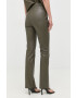 Notes du Nord pantaloni de piele femei culoarea verde evazati high waist - Pled.ro