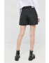 Notes du Nord pantaloni scurti femei culoarea negru neted high waist - Pled.ro