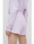 OCAY pantaloni scurti din bumbac femei culoarea violet neted high waist - Pled.ro