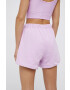 P.E Nation Pantaloni scurți din bumbac femei culoarea violet material neted high waist - Pled.ro