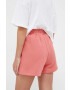 Peak Performance pantaloni scurti femei culoarea roz melanj high waist - Pled.ro