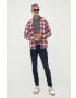 Pepe Jeans camasa din bumbac Cressing barbati culoarea bordo cu guler button-down regular - Pled.ro