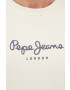 Pepe Jeans hanorac de bumbac barbati culoarea bej cu imprimeu - Pled.ro