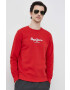 Pepe Jeans hanorac de bumbac Edward Crew barbati culoarea rosu cu imprimeu - Pled.ro