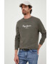 Pepe Jeans hanorac de bumbac Edward Crew barbati culoarea verde cu imprimeu - Pled.ro