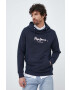 Pepe Jeans hanorac de bumbac Edward Hoodie barbati culoarea albastru marin cu glugă cu imprimeu - Pled.ro