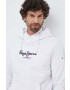 Pepe Jeans hanorac de bumbac Edward Hoodie barbati culoarea alb cu glugă cu imprimeu - Pled.ro