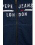 Pepe Jeans hanorac de bumbac pentru copii culoarea albastru marin cu glugă cu imprimeu - Pled.ro