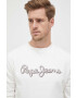 Pepe Jeans hanorac de bumbac Ryan barbati culoarea alb cu imprimeu - Pled.ro