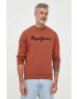 Pepe Jeans hanorac de bumbac Ryan barbati culoarea maro cu imprimeu - Pled.ro