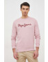 Pepe Jeans hanorac de bumbac Ryan Crew barbati culoarea roz cu imprimeu - Pled.ro