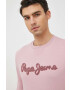 Pepe Jeans hanorac de bumbac Ryan Crew barbati culoarea roz cu imprimeu - Pled.ro