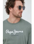 Pepe Jeans longsleeve din bumbac Eggo culoarea verde cu imprimeu - Pled.ro