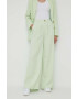 Pepe Jeans pantaloni din amestec de in Monna culoarea verde drept high waist - Pled.ro