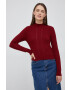 Pepe Jeans pulover femei culoarea bordo light cu turtleneck - Pled.ro