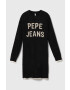 Pepe Jeans rochie din amestec de lână pentru copii culoarea negru mini oversize - Pled.ro